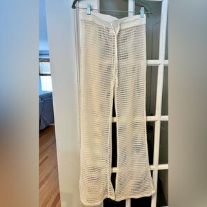 Shade & Shore White Crochet Knit Pants